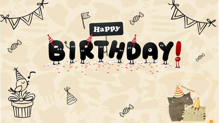 卡通龙猫背景的生日快乐PPT模板