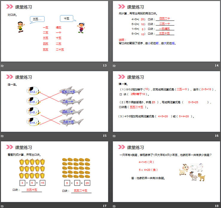 《5的乘法口訣》PPT課件下載