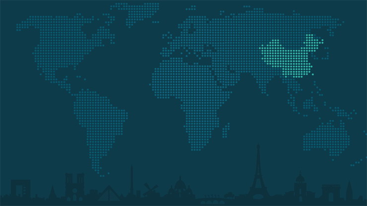 两张蓝色世界地图点阵图PPT背景图片