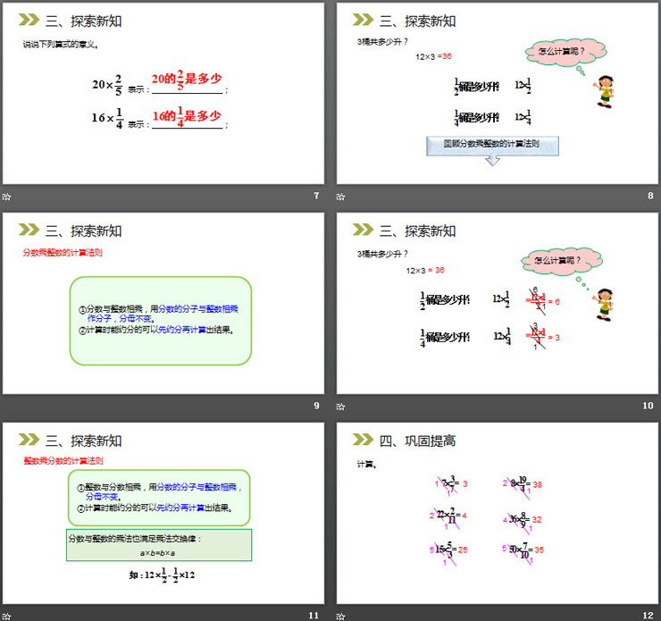 《整數(shù)乘分?jǐn)?shù)的意義和計算》PPT課件下載