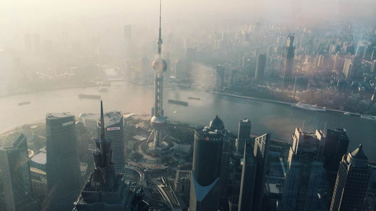 两张上海城市建筑PPT背景图片