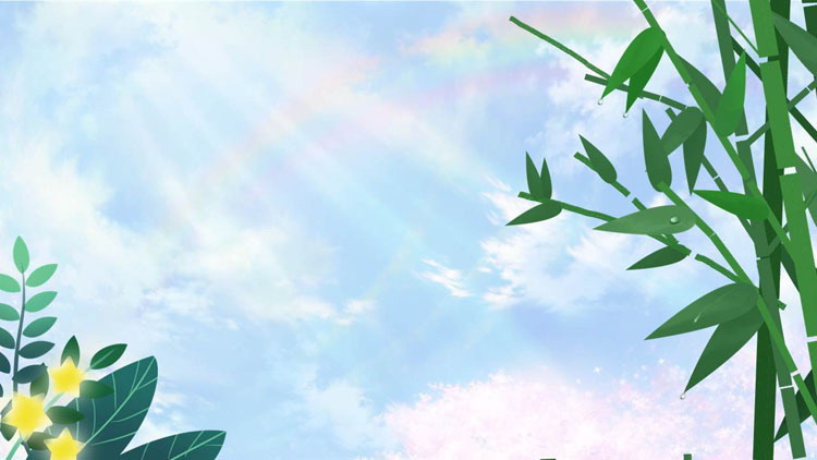 蓝天白云绿色植物春天主题PPT背景图片