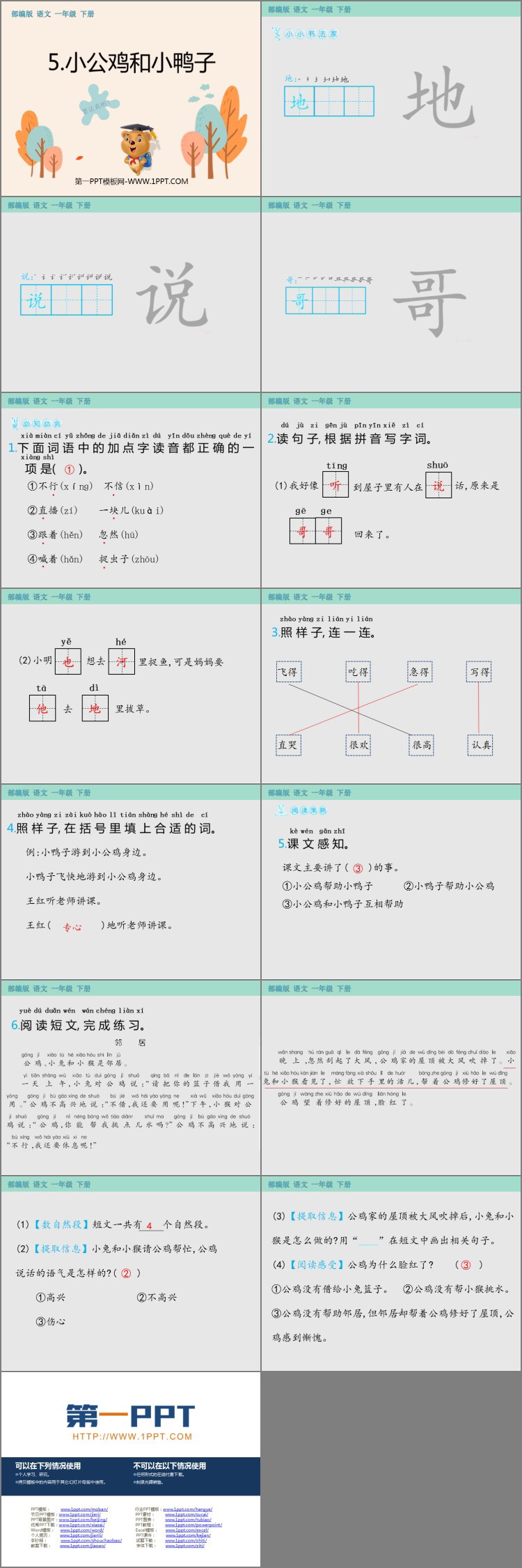 《小公雞和小鴨子》PPT精品課件