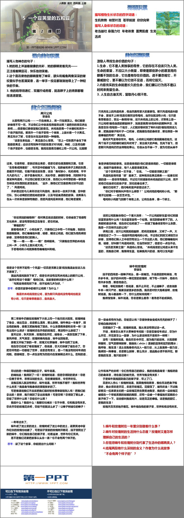 《一個(gè)豆莢里的五粒豆》PPT課件(第2課時(shí))