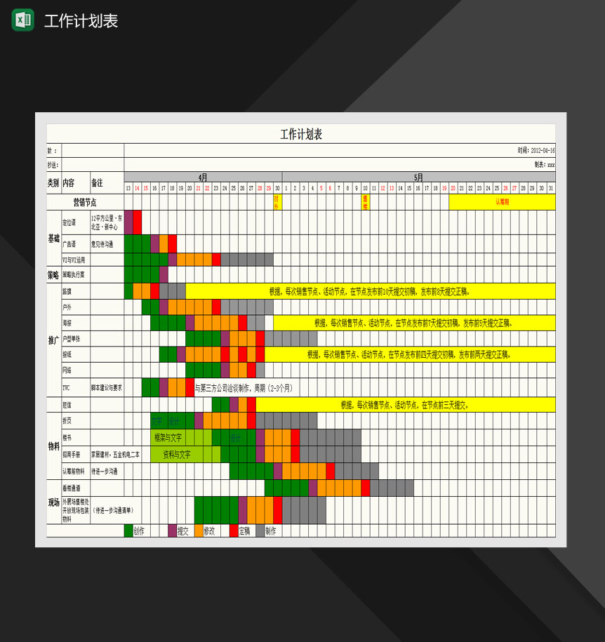 認(rèn)籌前工作計(jì)劃表Excel模板